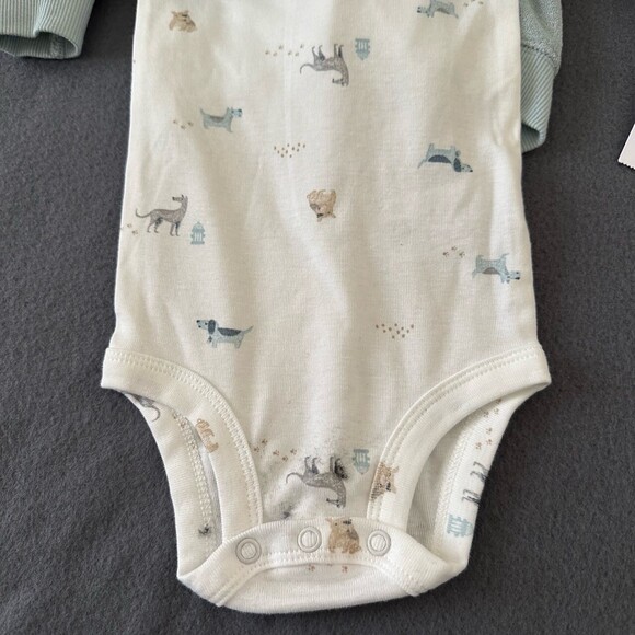 NWT Carters Pastel Green 3Piece Set Hooded Jacket Bear Face Bodysuit Pants Sz 9M - Picture 7 of 11